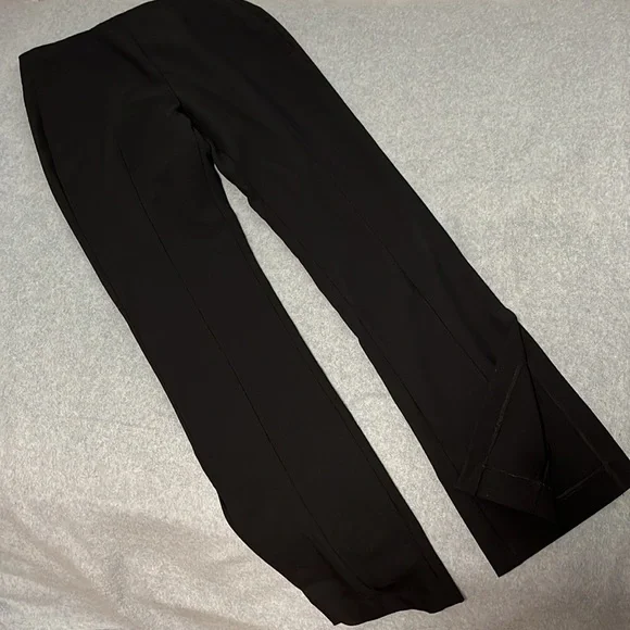 Zara High Rise Trouser Pants Large BlackSide Slit Office Career - Picture 1 of 12